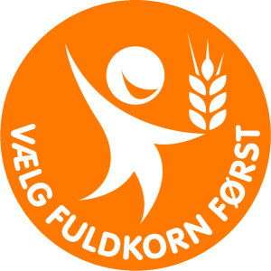 Fuldskorns-mærket med teksten "Vælg fuldkorns først"