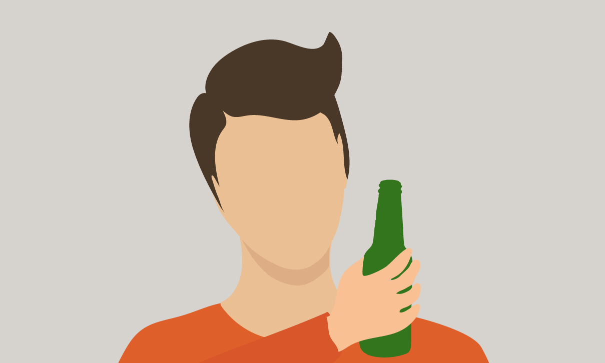 Person holder en øl